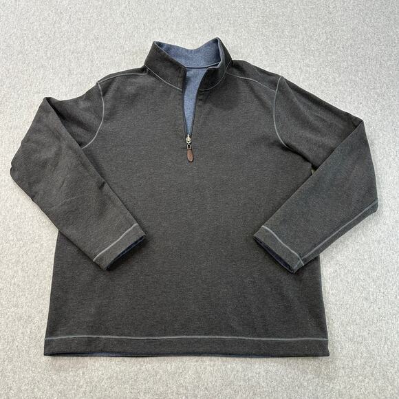 Tommy Bahama Sweatshirt Men 2XL Flip Coast Reversible 1/2 Zip Blue Gray Pullover - Picture 3 of 5